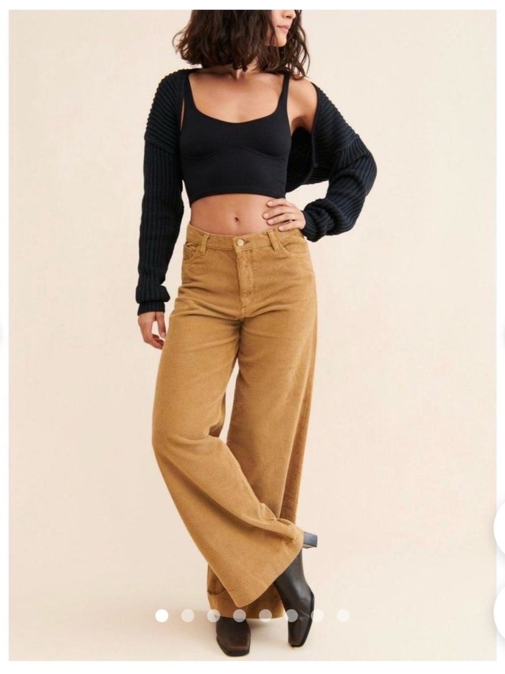 DL1961 Wide-Leg Corduroy pants in Camel Brown